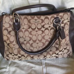 Coach large brown signature handbag